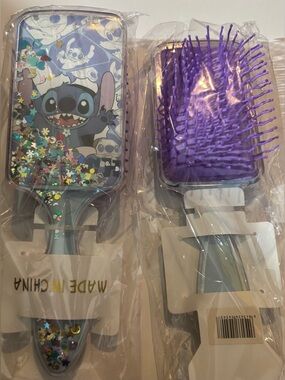 Stitch Glitter Character Paddle Hair Brush — Purple & Blue